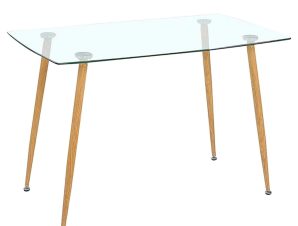 Τραπέζι Roby ΕΜ760 Μεταλλική Βαφή Φυσικό/Γυαλί 120x70cm