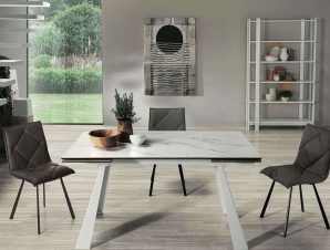 Τραπέζι Επεκτεινόμενο Spello 120x80x76cm White-Marble Capodarte