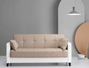 Καναπές-Κρεβάτι Τριθέσιος Agio AGIO.BIANCO/NOCC. 215x80x88cm White-Beige Ikone Casa