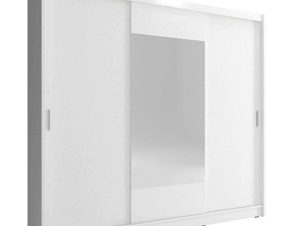 Ντουλάπα Τρίφυλλη Συρόμενη Με Λεπτομέρεια Καθρέπτη 24114-WKw-250 250x214x62cm White