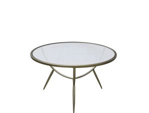 Τραπέζι Σαλονιού Vero 04-0527 Φ75×49,5cm Clear-Gold Liberta