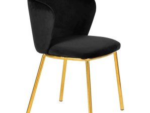 Καρέκλα 3-50-224-0016 55x53x76/48,5cm Black-Gold Inart