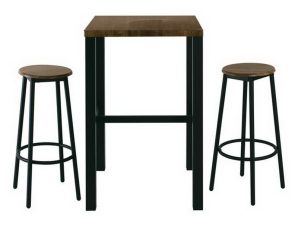 Τραπέζι Bar Με Δύο Σκαμπό Σετ 3Τμχ Mayer ΕΜ9798,S Τρ.60x60x100/Φ30cm H.75cm Anthracite-Antique Brown